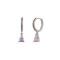 Silver S925 drop earrings featuring sparkling pear-cut purple zircon stone and pavé gems - Purple Water Drop