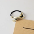 Sleek gold-tone X-shape alloy hair tie with a black high-elastic rubber band - 11# X-Shape Gold