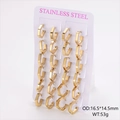 Set of 12 pairs of golden pentagon hoop earrings in polished stainless steel finish - Medium (16.5*14.5mm) / 18K Gold