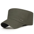 Herren Militärmütze in Olivgrün aus Baumwoll-Canvas mit sportlichem Metallschild - Verstellbar / Armeegrün