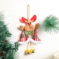 Christmas reindeer ornament featuring a red plaid skirt and golden bells for holiday decor - Bell Reindeer
