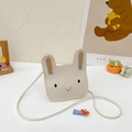 Detail of cute cream bunny mini crossbody bag made of premium PU leather for kids - Square Off-white