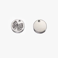 Silver round metal pendant with crystal bow detail and smooth mirror finish back - Rhinestone Bowknot