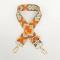 Detail of adjustable geometric ethnic canvas strap with golden metal swivel hooks - Pattern No. 31