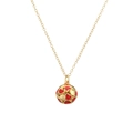 Fashionable gold copper necklace with red enamel heart pendant on a white background - Red (Heart)