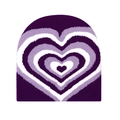 Macro detail of purple and white heart pattern on warm winter knitted beanie cap - Purple White Heart