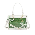 White and green gothic butterfly tote bag with spider web detail and gold chain strap - White & Green Butterfly (Glitter)
