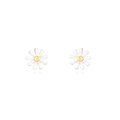 Gros plan détaillé des boucles d'oreilles marguerites aux pétales blancs et centre doré - Style Marguerite Dorée (JQH0323-GG)