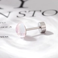 Pink synthetic moonstone titanium steel flat back stud earring with iridescent finish - Single Piece / Light Pink (A321-5)