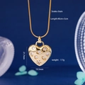 Golden heart shield necklace with white zircon on a snake chain, 40+5cm length - Gold