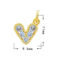 18K gold plated heart charm featuring five inlaid white zircons, size 11mm x 9.5mm - Gold - Heart 677