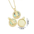 18K gouden Maria hanger met parelmoer en zirkonia stenen 1,6 cm grootte - Ronde Stijl C / 1,8x1,6 cm