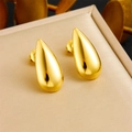 Minimalist gold-plated teardrop earrings with a high-polished finish on silk padding - Waterdrop Stud Earrings(E6185)
