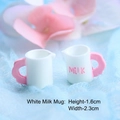 Miniature white and pink milk cup models for dollhouses with 1.6cm height measurements - White Milk Cup