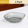 Piatto snack grigio ossidiana con sfaccettature a diamante e bordo dorato - Grigio Vulcanico (1 pz)