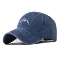 Berretto da baseball in cotone lavato blu navy con ricamo a forma di montagna per outdoor - Regolabile / Blu Notte