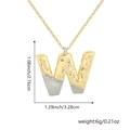 Two-tone gold and silver W-letter pendant necklace with hammer texture and dimensions - Two-tone W