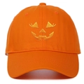 Cappellino arancione per Halloween in cotone con ricamo viso di zucca sorridente - Regolabile / Arancione