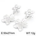 Pendientes de flores vintage plateados de gran tamaño, miden 50x27mm y pesan 12g - Color Acero