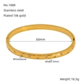 Brazalete con bisagra de acero inoxidable chapado en oro de 18k con pedrería - Estilo de Diamantes de Imitación Redondos(ZB1888G)