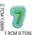 Detailed view of number 7 embroidery patch in green with exact size measurements - Green Number Shape (7)