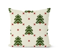 Détail de la texture du tissu avec motif de sapin de Noël et croix rouges sur la housse - Sapin de Noël Crème/TQR30-3