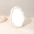 Modern cream white cloud-shaped makeup mirror with wavy frame for Nordic style desk decor - Painted Creamy White
