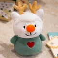 Peluche renna pupazzo di neve con corpo verde e ricamo a cuore per regalo di Natale - Stile Clown Renna / 17cm