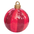 Inflatable 60cm red striped Christmas PVC ball with golden metal hanging cap - Red Stripes