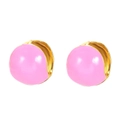 Minimalistische rosa Emaille Herz-Ohrringe mit vergoldeter Basis im Bohème-Stil für Damen - Goldfarben Rosa
