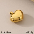 Polished gold stainless steel heart pendant for DIY jewelry, 19x15mm heart charm - Smooth 3D Heart Style(KLJ7505-KLJ)