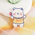 Cute white acrylic polar bear brooch wearing a yellow T-shirt and holding an ice cream - 14 Ice Cream Bear