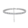 Elegant S925 sterling silver tennis bracelet with round white zircons and lobster clasp - Platinum 4mm White Zirconia (16.5+5cm)