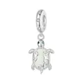 Ciondolo tartaruga marina in argento S925 con guscio luminoso e occhi verdi - Stile Tartaruga Marina Luminosa(BSC955)
