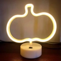 Neon pumpkin desk lamp with warm white LED light and stable round plastic base - New Pumpkin