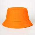 Detail of bright orange bucket hat showing reinforced stitching and premium cotton texture - Burned Orange