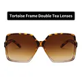 Square oversized sunglasses with leopard print frames and gradient brown lenses - Leopard Brown Gradient