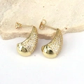 Orecchini a goccia in oro con zirconi pavé su base in pietra beige in stile francese - Oro