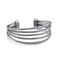 Minimalist 5-layer twisted rope cuff bracelet in polished silver stainless steel - Steel Color (KB86952-Z)
