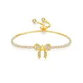Elegant gold bow bracelet with cubic zirconia inlay and adjustable drawstring closure - Gold Bow Knot Bracelet