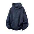 Oversized deep blue hooded sweatshirt with vintage acid wash texture and kangaroo pocket - Navy Blue