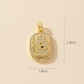 Golden Hamsa Hand pendant with Evil Eye and rhinestones, sized 2.4cm by 1.4cm - Gold Hamsa Hand Black Gem Evil Eye Pendant (25-11)
