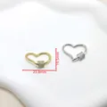 Micro pave zircon heart screw clasp in gold and silver finish for DIY jewelry - Heart Accessory / 18K Gold Plated