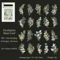 Gouden eucalyptus PET-stickers, 40 stuks voor vintage scrapbooking en tijdschriften - Hartblad Eucalyptus