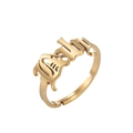 Adjustable stainless steel gold ring featuring Old English Baby letter design - Baby / Gold
