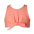 Peach pink two-piece bikini top for girls featuring a stylish front twist knot detail - Pink/Orange Knot Top