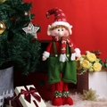 Bambola di peluche elfo di Natale in costume rosso e verde con cappello in maglia - Bambola telescopica elfo maschio