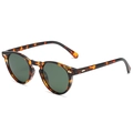 Polarized retro round sunglasses with tortoise frame and dark green lenses - Tortoise / Green Lens