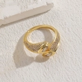 Elegant gold marquise geometric ring with inlaid zircon and sparkling stones - Criss-cross Zircon Ring