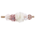 Infant floral headband featuring handmade cream and dusty rose chiffon flowers with pearls - Style 24